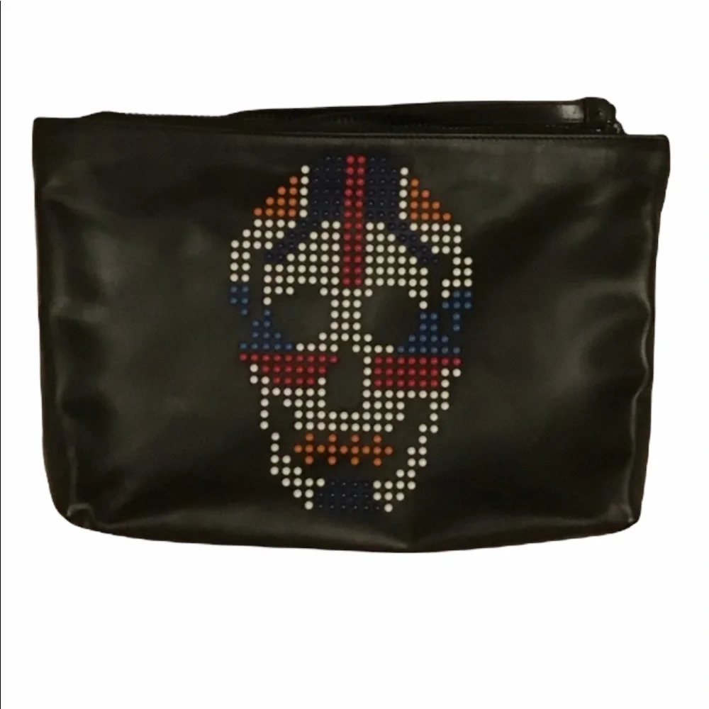 McQueen Union Jack studded large pouch